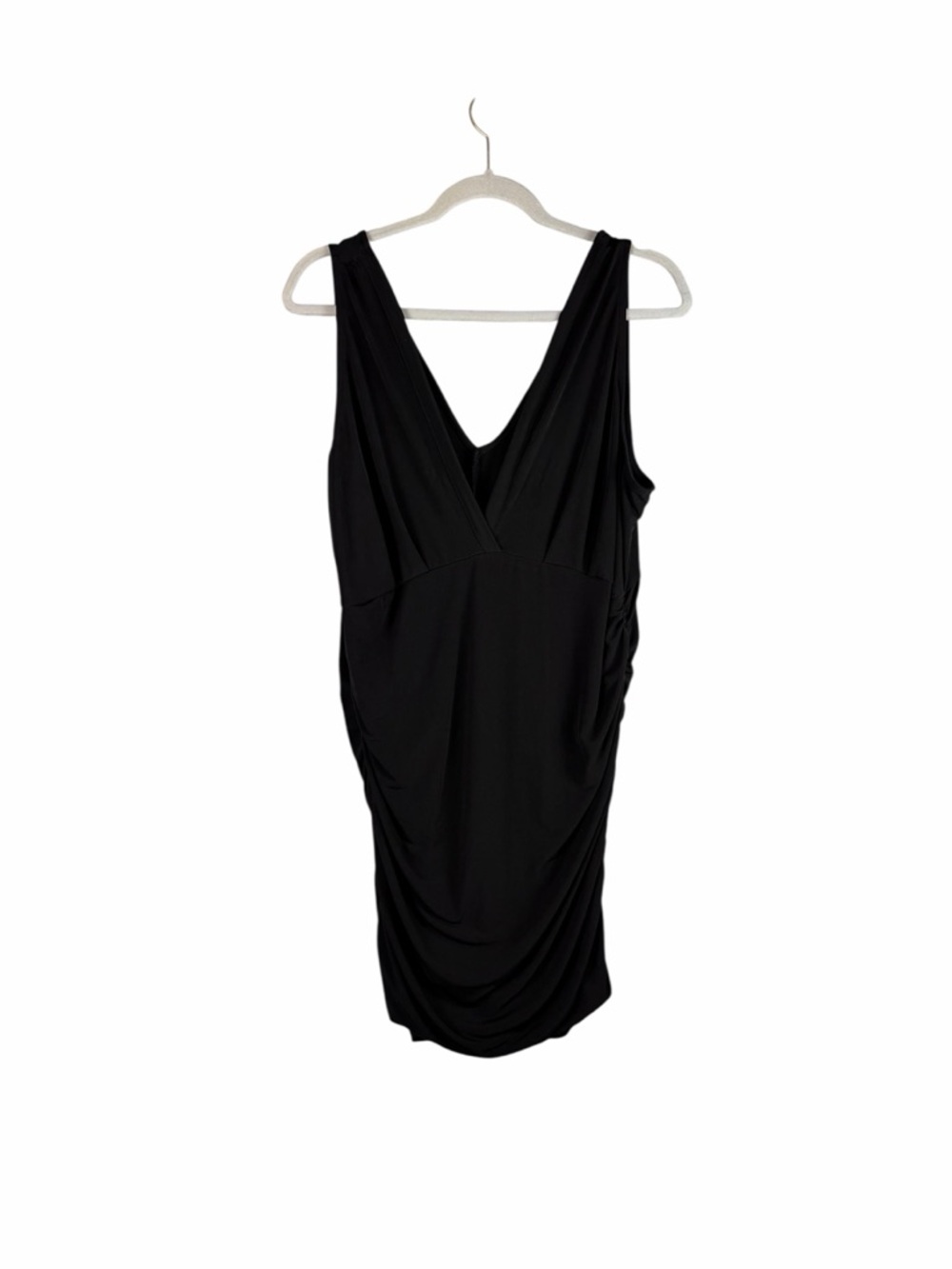 Torrid Black Ruched Bodycon V Neck Sleeveless Midi Dress Size 2x